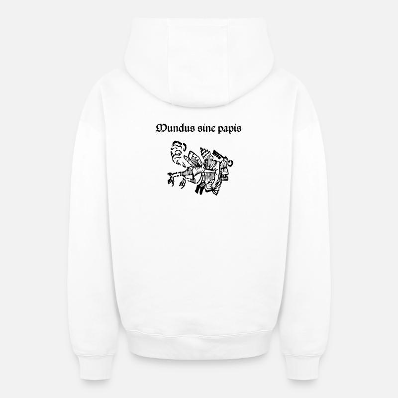 Mundus sine papis - Sweat à capuche unisexe zippé oversize épais SPREAD - blanc