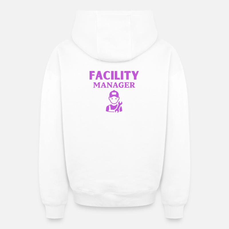 Gestionnaire d’installations - Sweat à capuche unisexe zippé oversize épais SPREAD - blanc