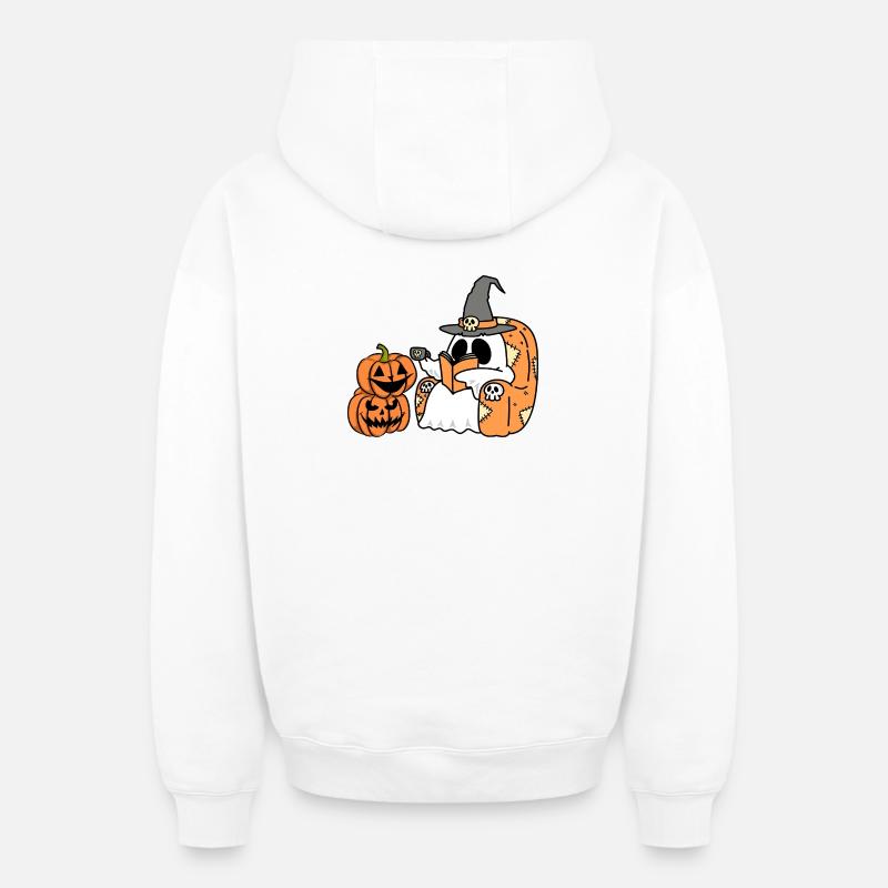 FUNNY_PUMPKIN - Sweat à capuche unisexe zippé oversize épais SPREAD - blanc
