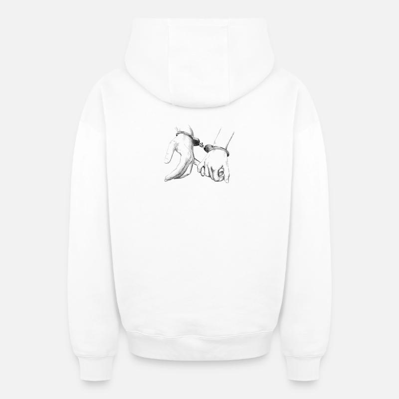 hands - Sweat à capuche unisexe zippé oversize épais SPREAD - blanc