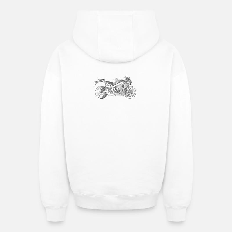 Motorcycle - Sweat à capuche unisexe zippé oversize épais SPREAD - blanc
