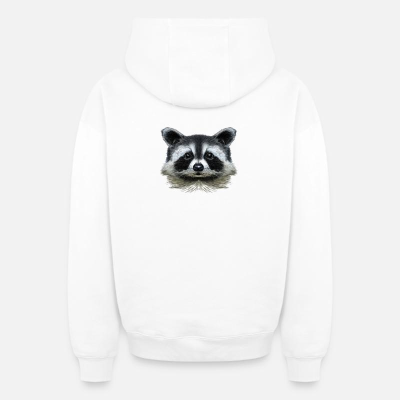 Racoon - Sweat à capuche unisexe zippé oversize épais SPREAD - blanc