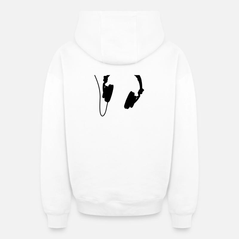headphones_vector - Sweat à capuche unisexe zippé oversize épais SPREAD - blanc
