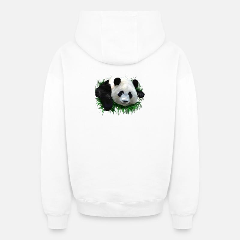 panda - Sweat à capuche unisexe zippé oversize épais SPREAD - blanc