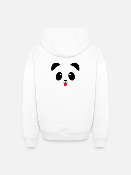 Panda Gesicht Zunge - Oversized Heavyweight Unisex Zip Hoodie - Weiß