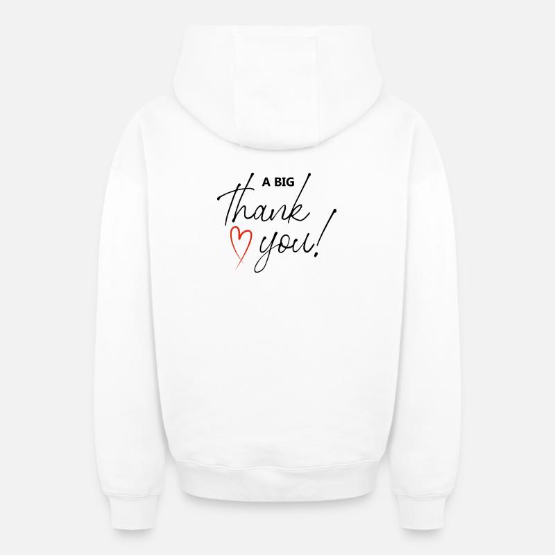 Thank You - Sweat à capuche unisexe zippé oversize épais SPREAD - blanc