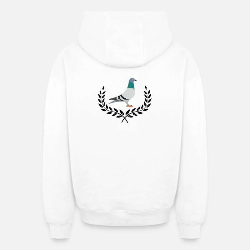 Pigeon avec couronne de laurier - Sweat à capuche unisexe zippé oversize épais SPREAD - blanc