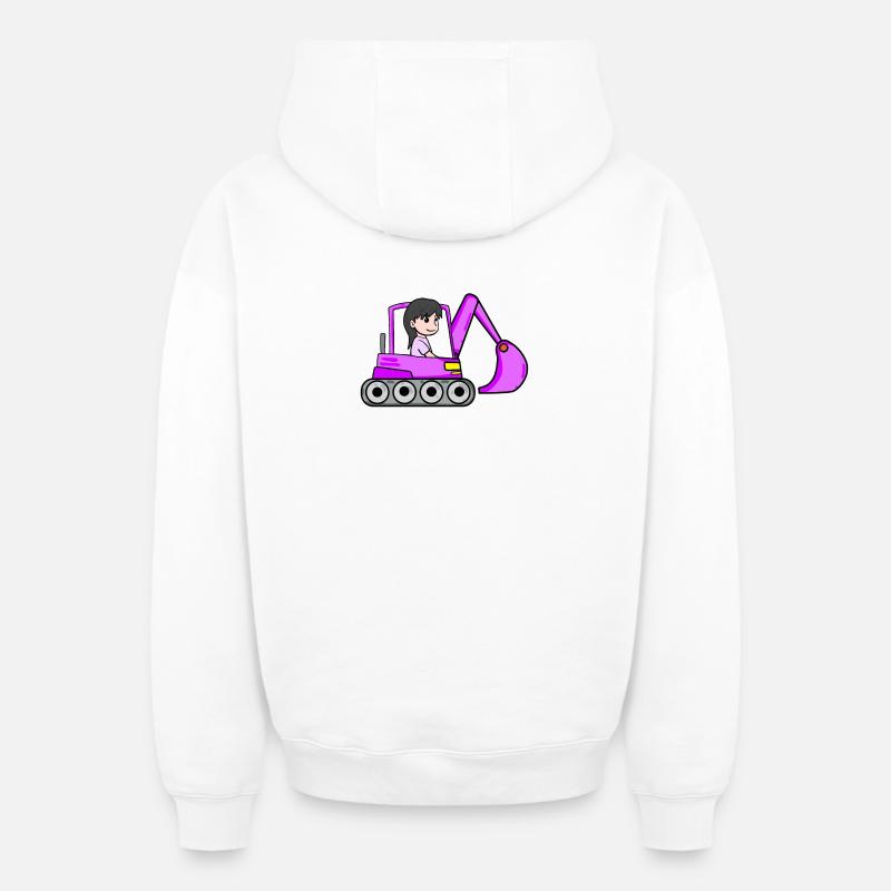 Rosa Bagger Mädchen - Oversized Heavyweight Unisex Zip Hoodie - Weiß