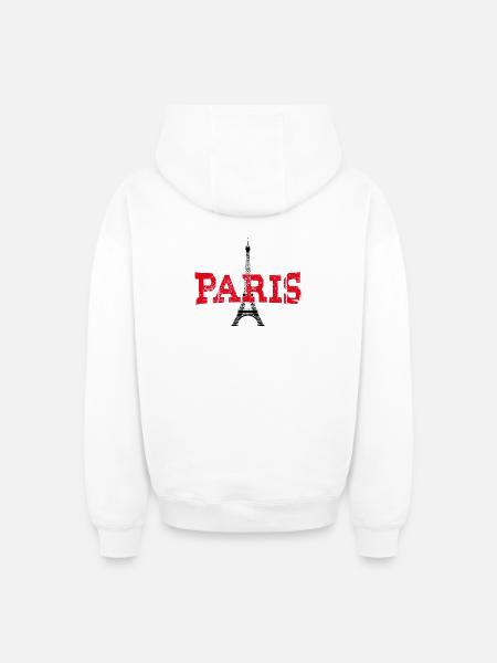 Paris, the city of love - Oversized Heavyweight Unisex Zip Hoodie - white