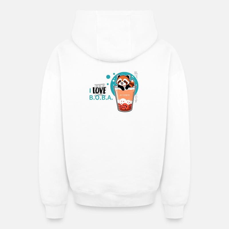 j’adore Boba - Sweat à capuche unisexe zippé oversize épais SPREAD - blanc