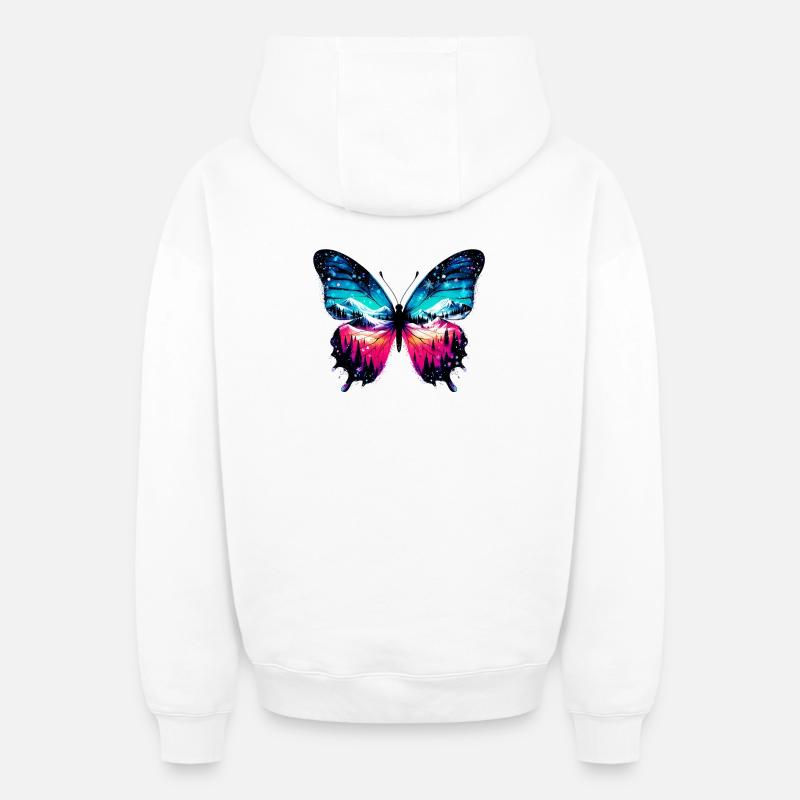 Papillon - Sweat à capuche unisexe zippé oversize épais SPREAD - blanc