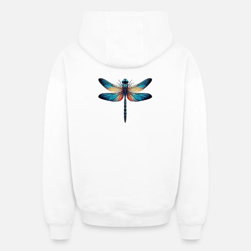 Libellule - Sweat à capuche unisexe zippé oversize épais SPREAD - blanc