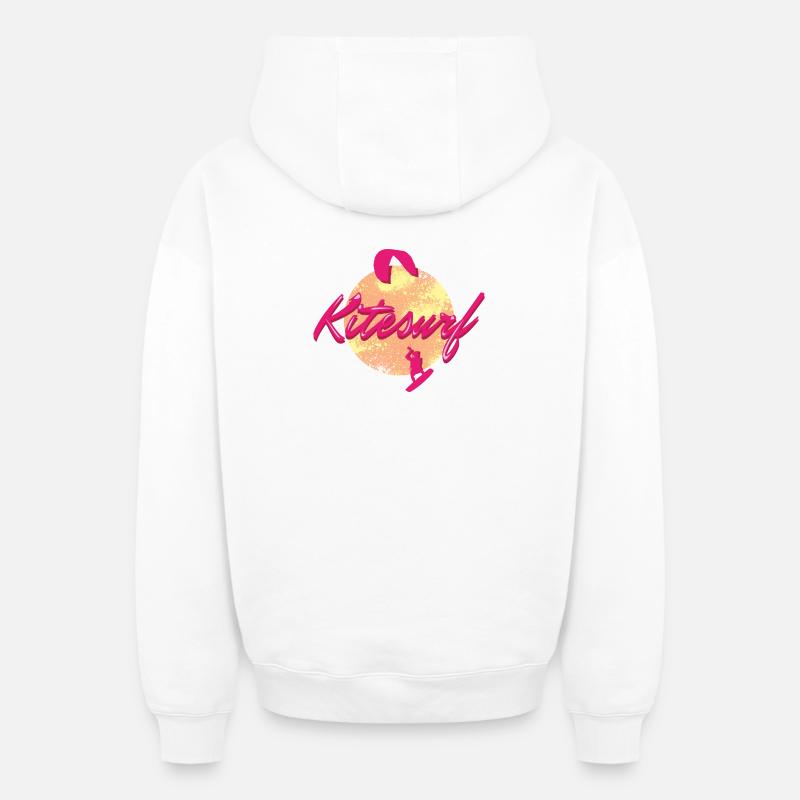 KITESURF2025 - Sweat à capuche unisexe zippé oversize épais SPREAD - blanc