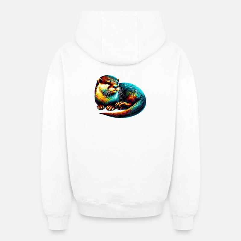 Loutre - Sweat à capuche unisexe zippé oversize épais SPREAD - blanc