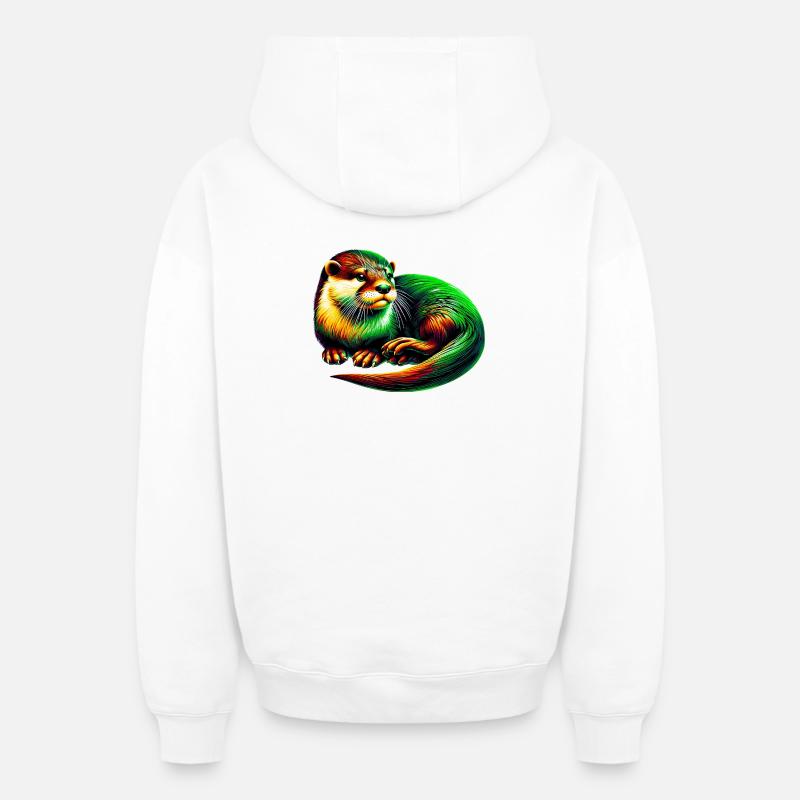 Loutre - Sweat à capuche unisexe zippé oversize épais SPREAD - blanc