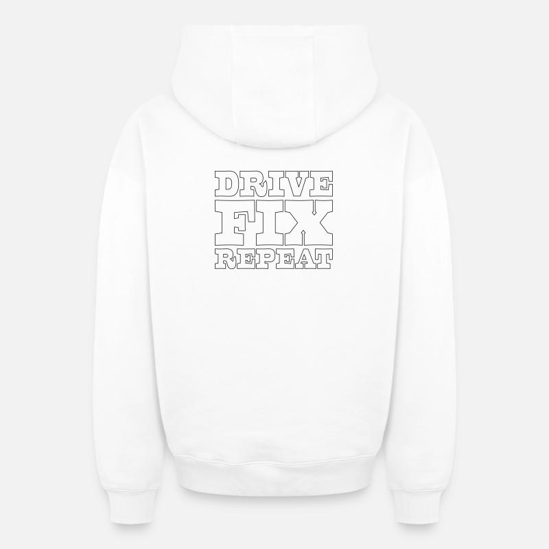 45 Drive Fix Repeat - Sweat à capuche unisexe zippé oversize épais SPREAD - blanc
