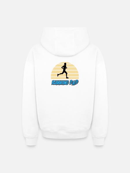 Running dad - Sweat à capuche unisexe zippé oversize épais SPREAD - blanc