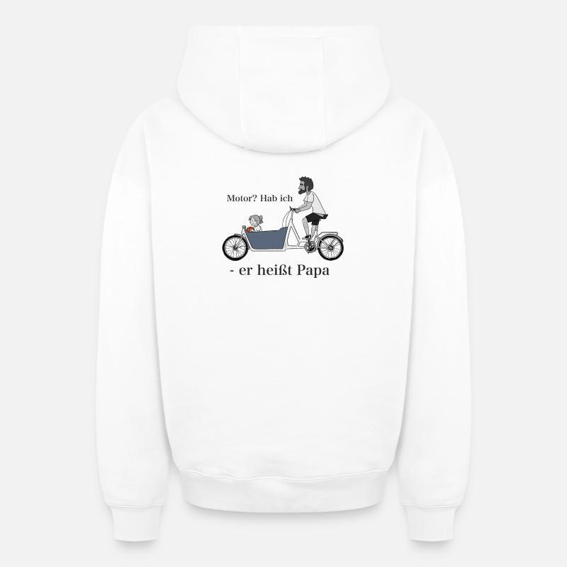 Papa sur vélo cargo - Sweat à capuche unisexe zippé oversize épais SPREAD - blanc