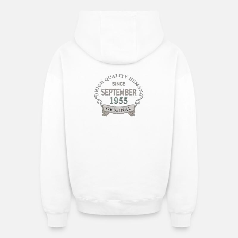 Depuis septembre 1955 - Sweat à capuche unisexe zippé oversize épais SPREAD - blanc