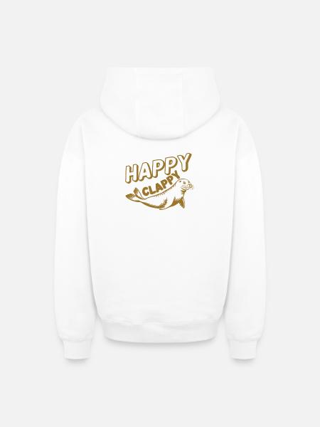 Happy Seal Cartoon Illustration - Oversized Heavyweight Unisex Zip Hoodie - white