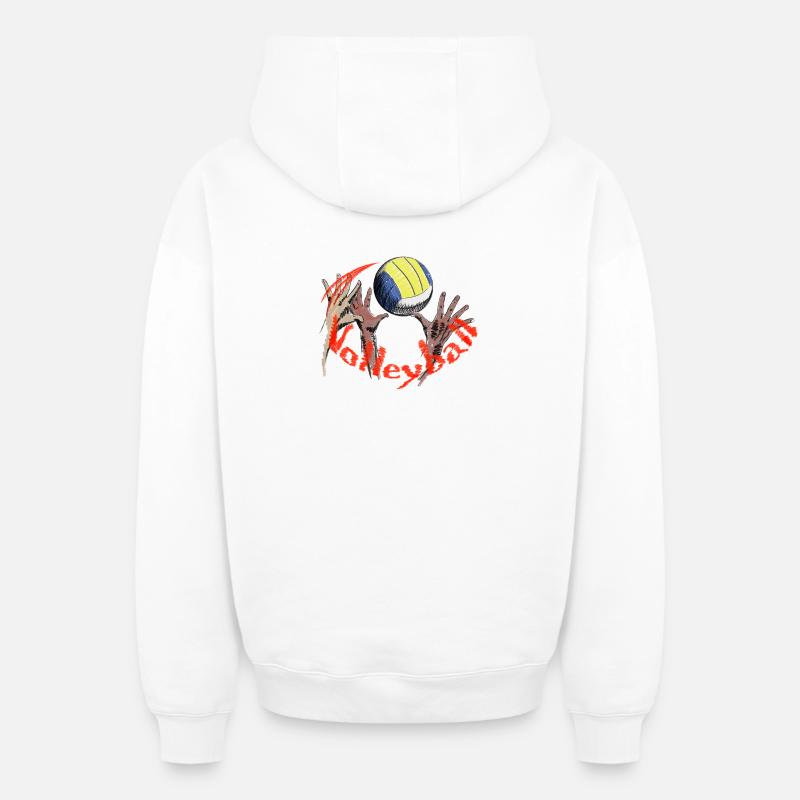 Volley-ball - Sweat à capuche unisexe zippé oversize épais SPREAD - blanc