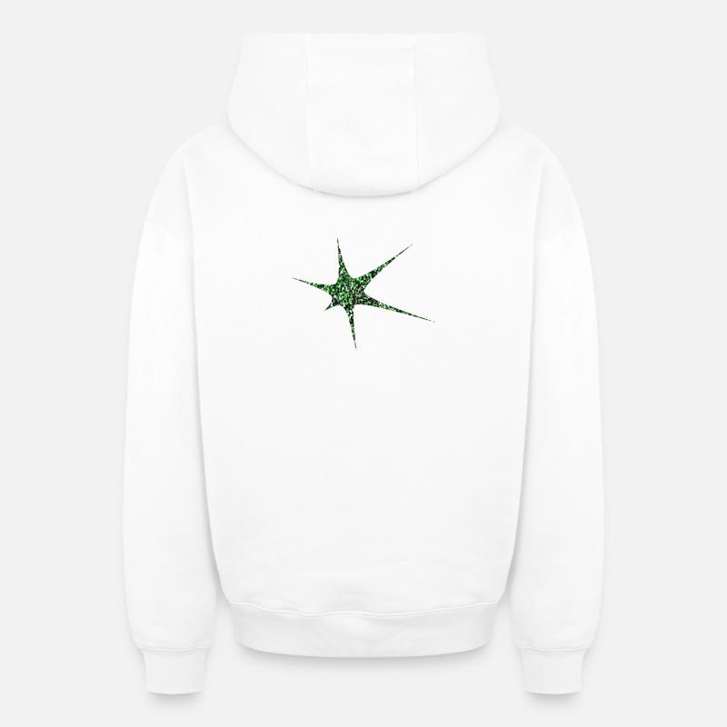 Vert Paillettes Starburst Sparkle - Sweat à capuche unisexe zippé oversize épais SPREAD - blanc