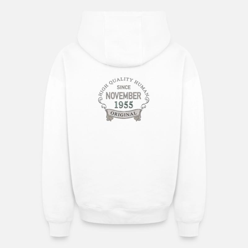 Since_November_1955 - Sweat à capuche unisexe zippé oversize épais SPREAD - blanc