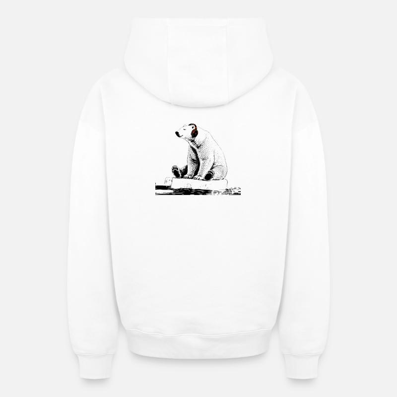 Rythmes arctiques - Sweat à capuche unisexe zippé oversize épais SPREAD - blanc