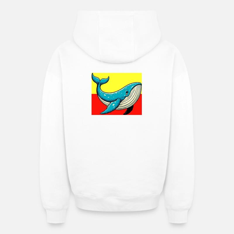 baleine - Sweat à capuche unisexe zippé oversize épais SPREAD - blanc