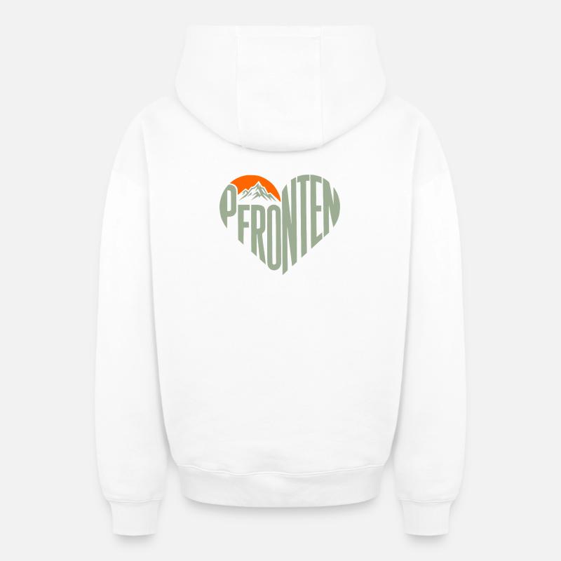 Pfronten Bergherz Panorama - Sweat à capuche unisexe zippé oversize épais SPREAD - blanc