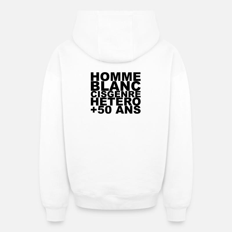 Homme_V2 - Sweat à capuche unisexe zippé oversize épais SPREAD - blanc