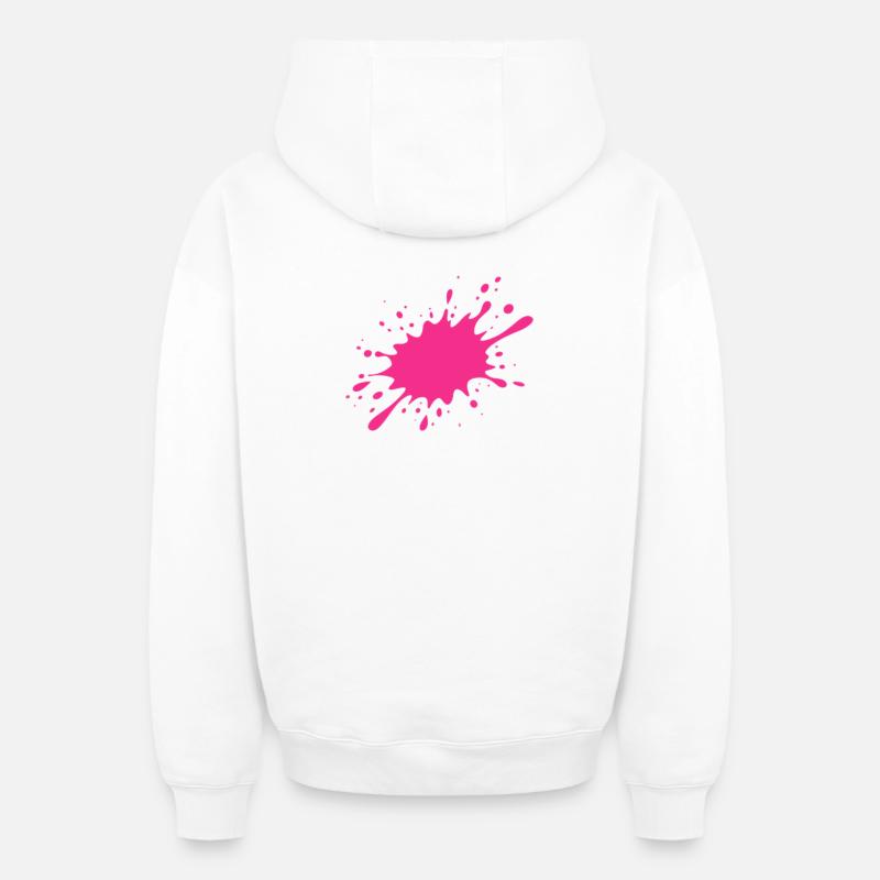 Farbspritzer rose - la Splash Rose - Sweat à capuche unisexe zippé oversize épais SPREAD - blanc