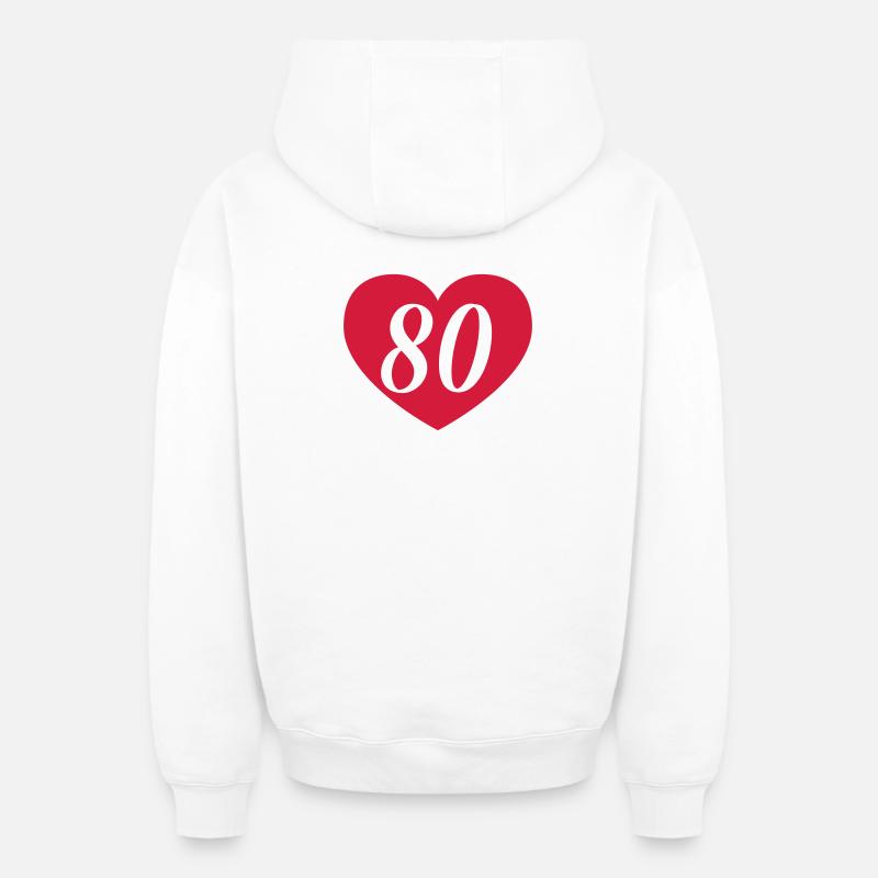 80e coeur anniversaire - Sweat à capuche unisexe zippé oversize épais SPREAD - blanc
