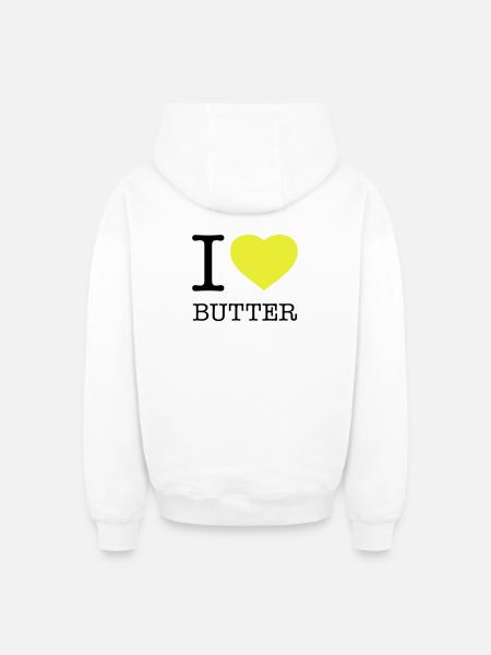 I LOVE BUTTER - Oversized Heavyweight Unisex Zip Hoodie - white