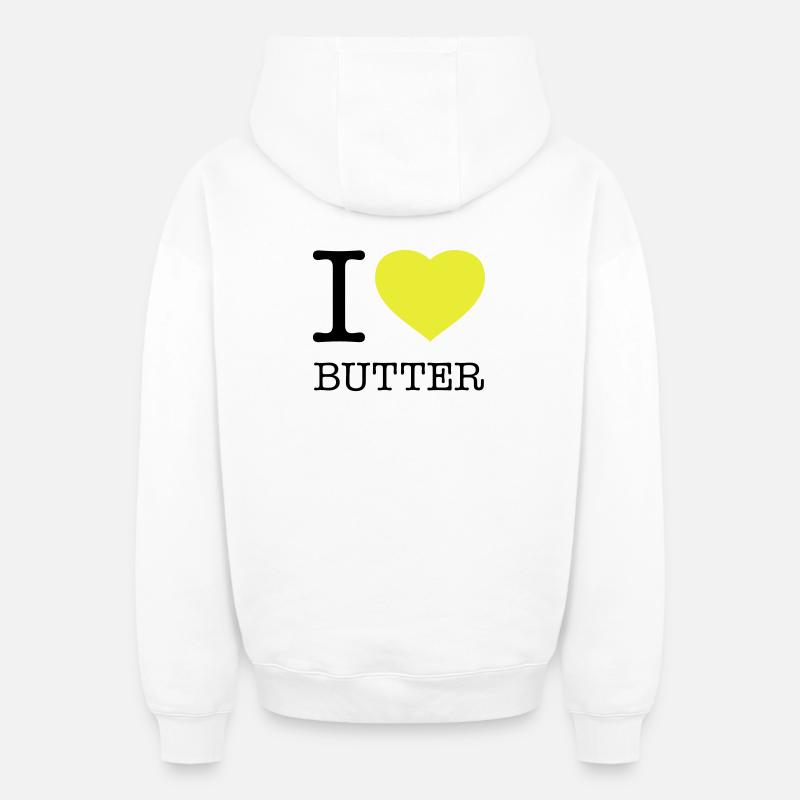 J’ADORE LE BEURRE - Sweat à capuche unisexe zippé oversize épais SPREAD - blanc