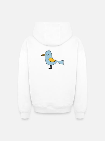oiseau - Sweat à capuche unisexe zippé oversize épais SPREAD - blanc