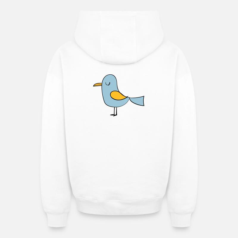 bird - Oversized Heavyweight Unisex Zip Hoodie - white