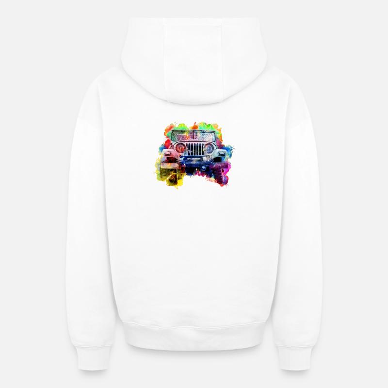 Jeep - Sweat à capuche unisexe zippé oversize épais SPREAD - blanc