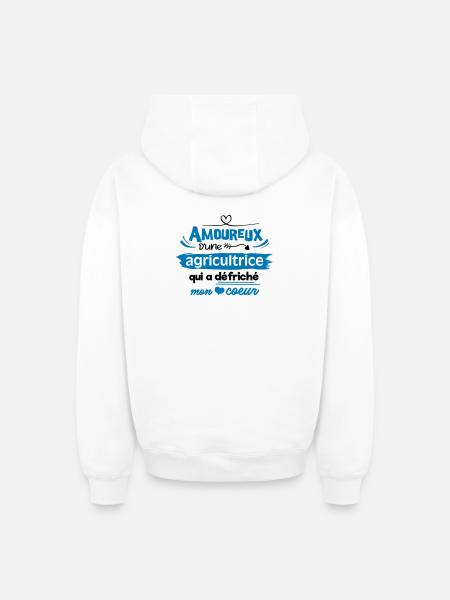 Amoureux d'une agricultrice - Sweat à capuche unisexe zippé oversize épais SPREAD - blanc