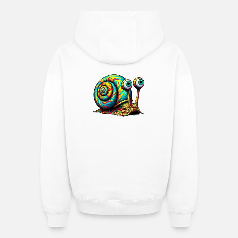 Escargot - Sweat à capuche unisexe zippé oversize épais SPREAD - blanc
