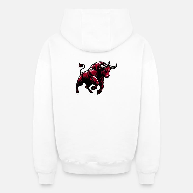 Taureau - Sweat à capuche unisexe zippé oversize épais SPREAD - blanc