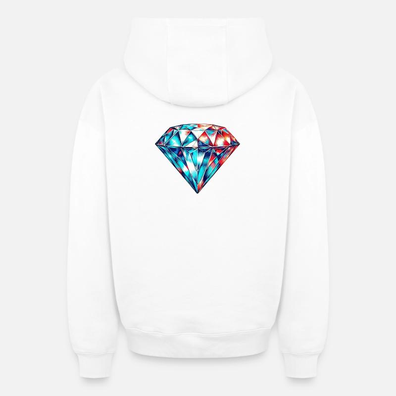 diamant - Sweat à capuche unisexe zippé oversize épais SPREAD - blanc