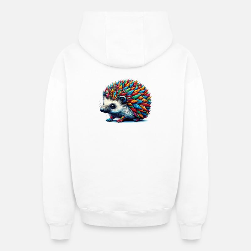 Hérisson - Sweat à capuche unisexe zippé oversize épais SPREAD - blanc