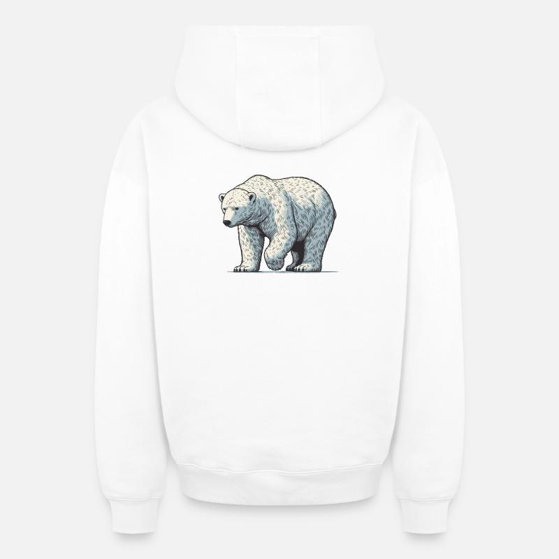 Ours blanc - Sweat à capuche unisexe zippé oversize épais SPREAD - blanc