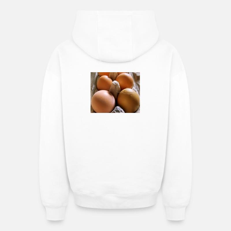 Oeuf - Sweat à capuche unisexe zippé oversize épais SPREAD - blanc