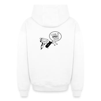 Humorvolles Spielzeug-Design mit Nagel-Werkzeug - Oversized Heavyweight Unisex Zip Hoodie - Weiß - Hinten - AI Model Male 178 light (178cm)