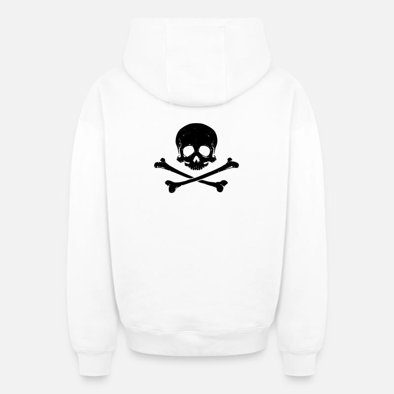 Crâne et os - Sweat à capuche unisexe zippé oversize épais SPREAD - blanc