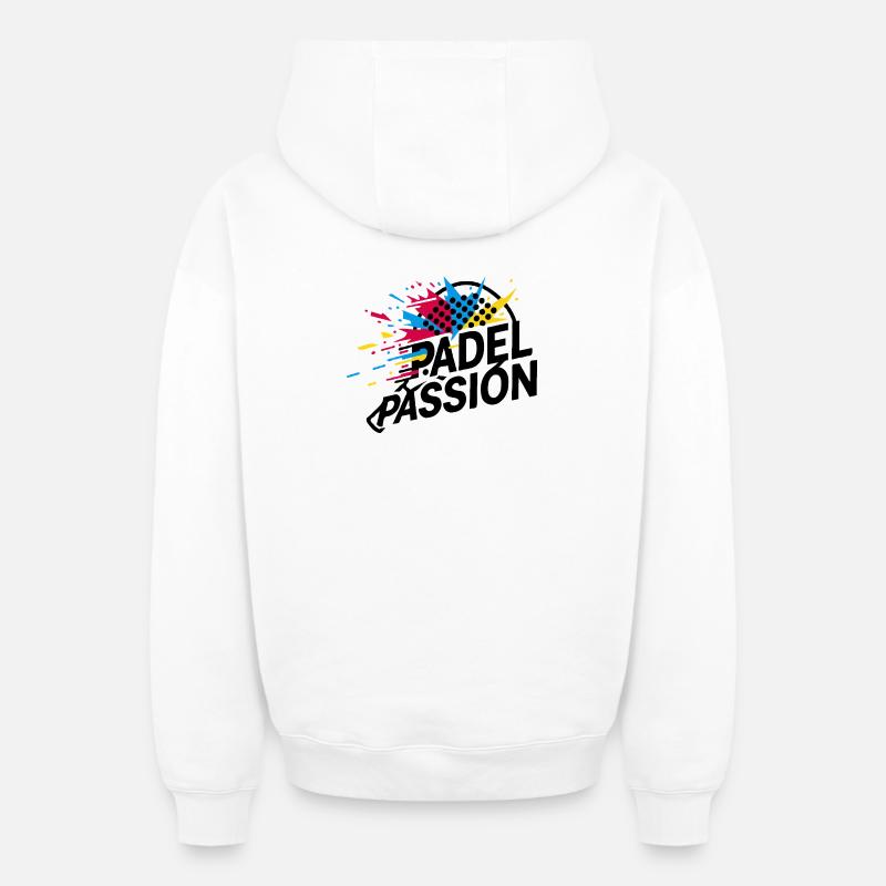 Padel Passion - Sweat à capuche unisexe zippé oversize épais SPREAD - blanc