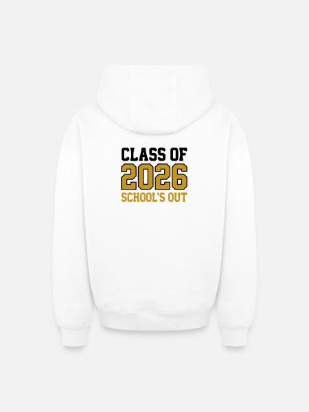 Class of 2026 Schools Out Logo - Oversized Heavyweight Unisex Zip Hoodie - white