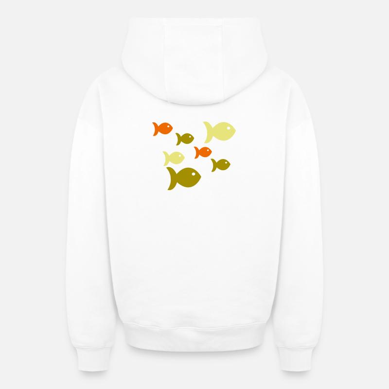 École des poissons - Sweat à capuche unisexe zippé oversize épais SPREAD - blanc